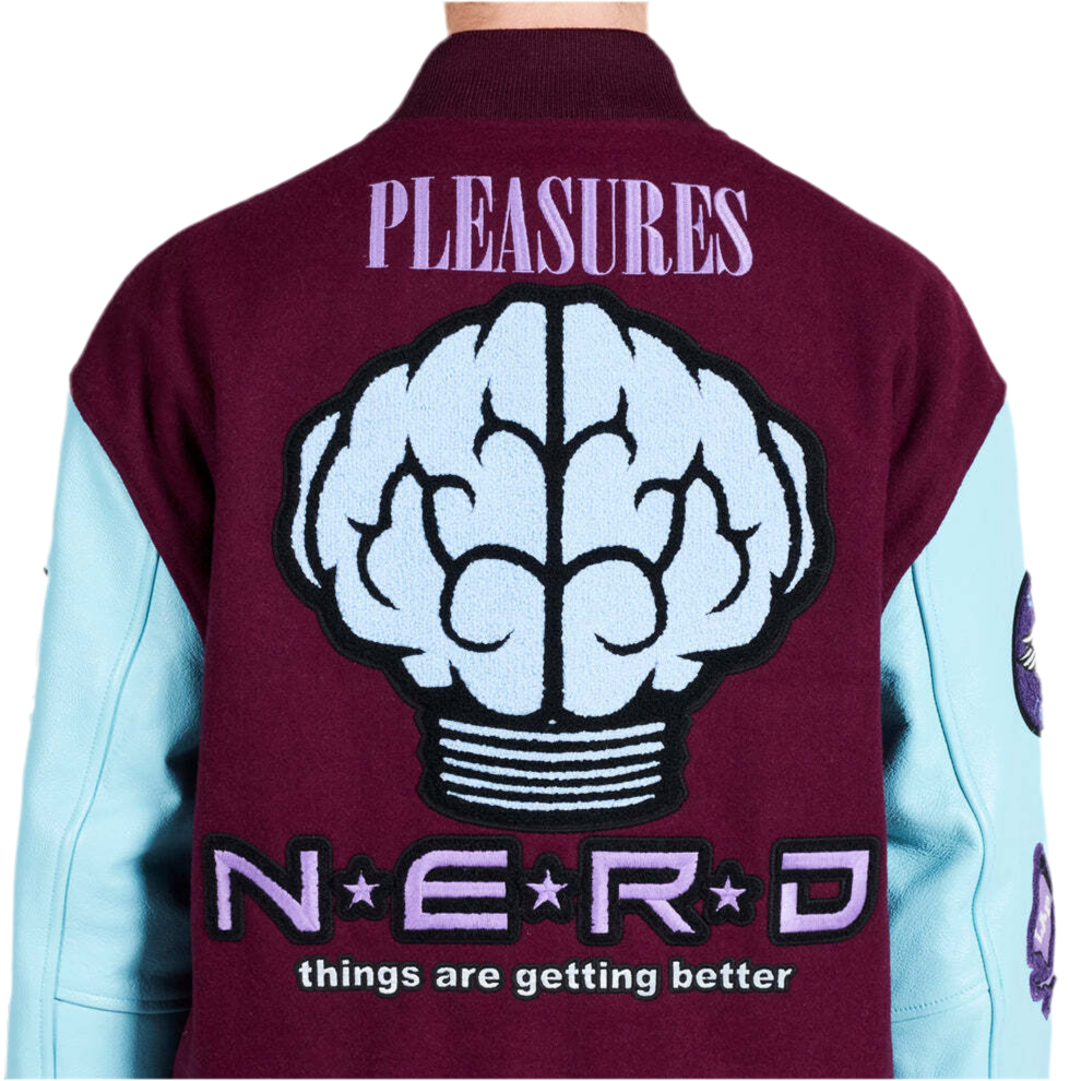 PLEASURE X NERD VARSITY BOMBA JACKET