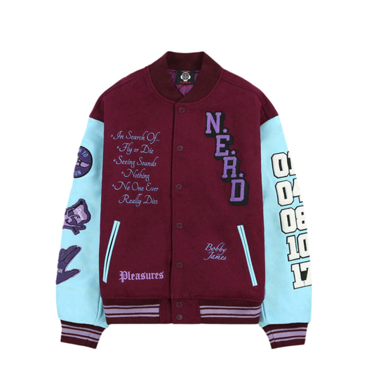 PLEASURE X NERD VARSITY BOMBA JACKET