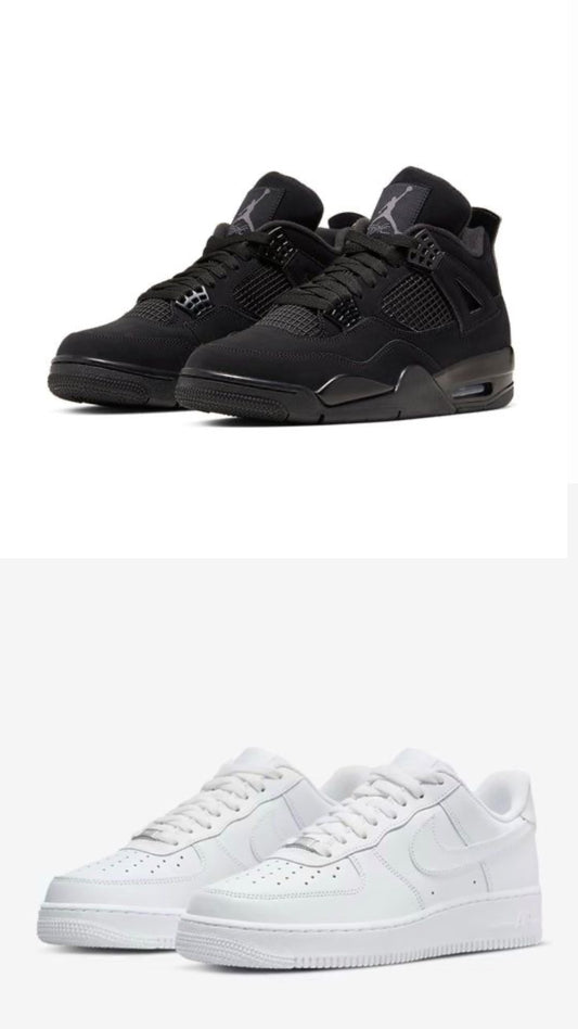 NIKE AIR FORCE 1 & AIR JORDAN 4 RETRO 4 BLACKCATS