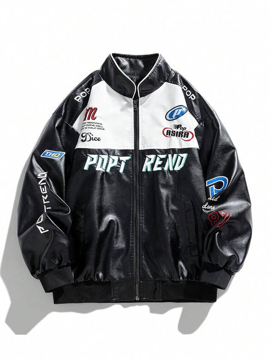 RACING FUAX LEATHER JACKET