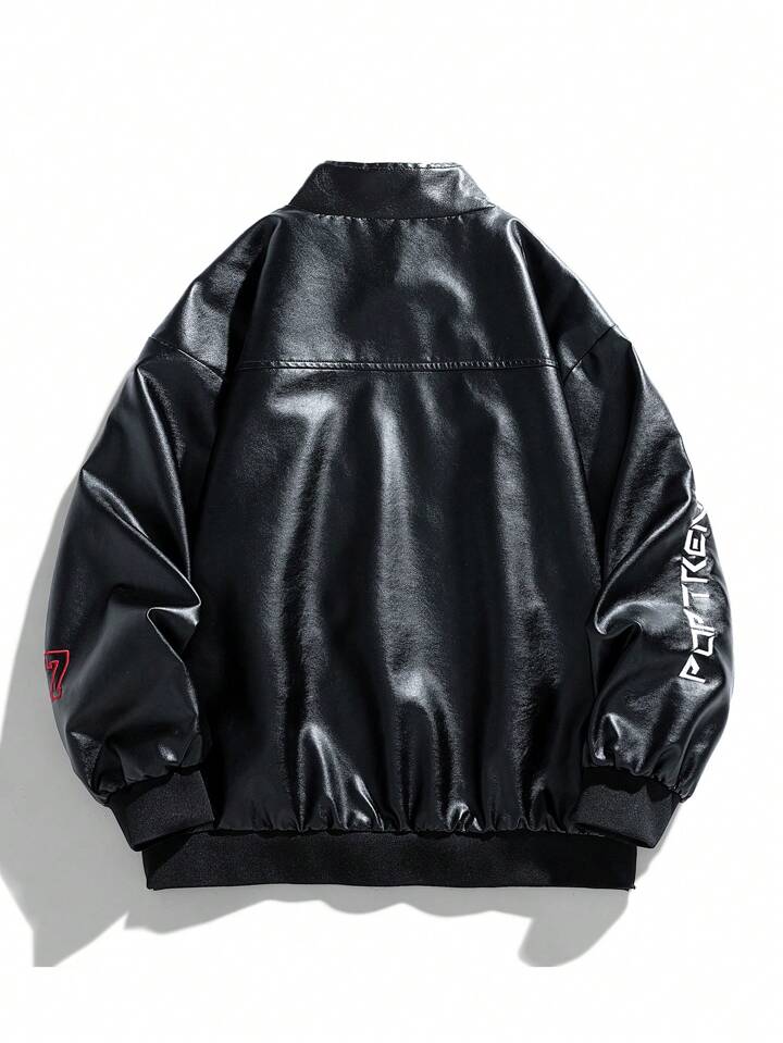 RACING FUAX LEATHER JACKET