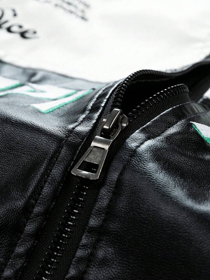 RACING FUAX LEATHER JACKET